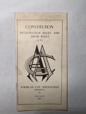 Constitution Registration Rules and Show Rules of the American Cat Association